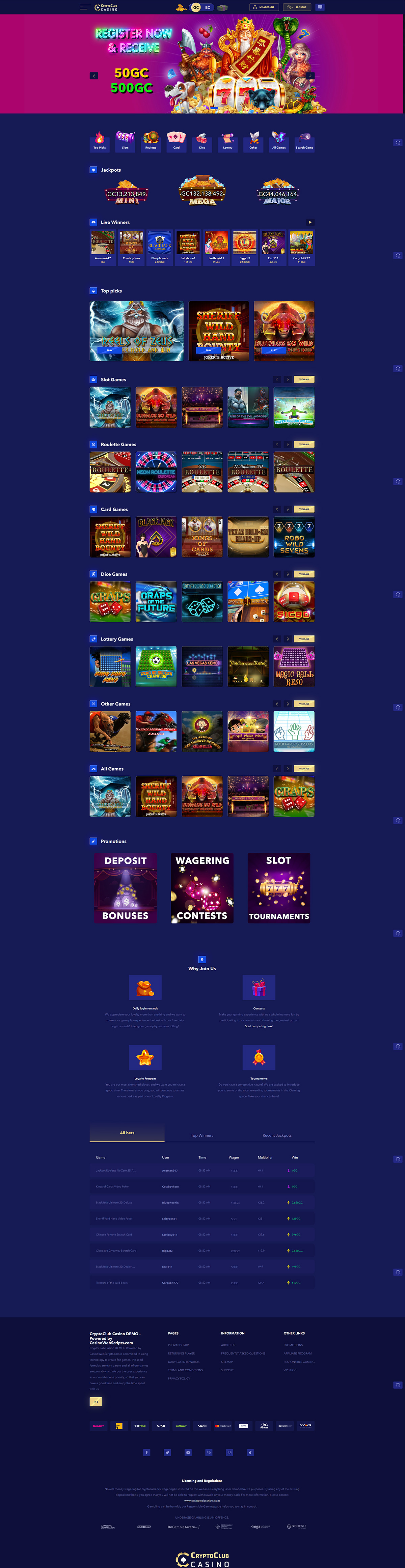 Live Casino Demo Template Dark Blue